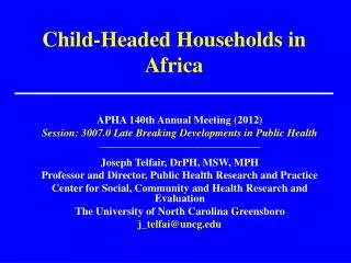 Child-Headed Households in Africa
