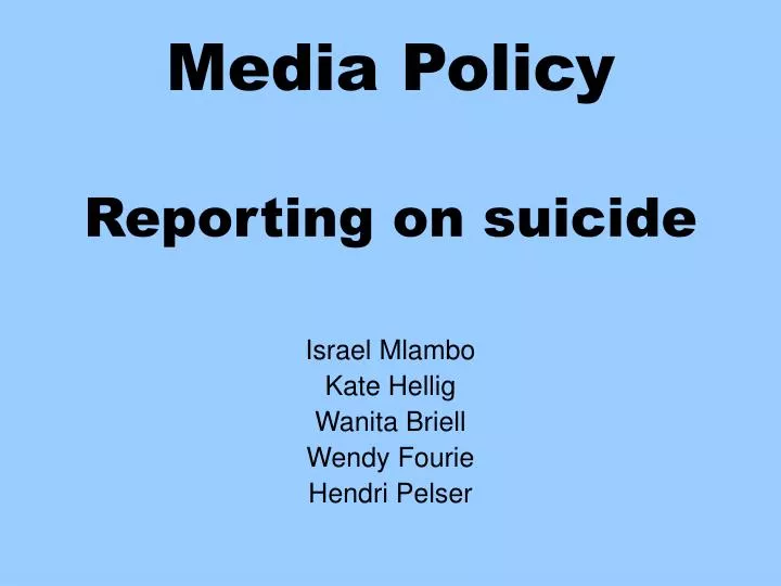 media policy reporting on suicide