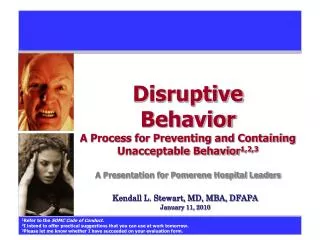 Kendall L. Stewart, MD, MBA, DFAPA January 11, 2010
