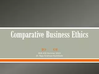 Comparative Business Ethics