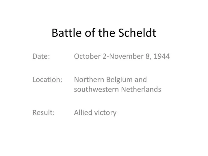 battle of the scheldt