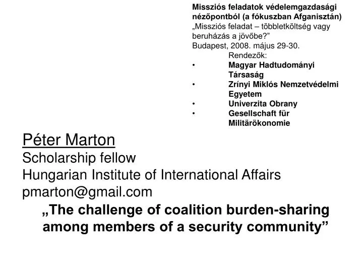 p ter marton scholarship fellow hungarian institute of international affairs pmarton@gmail com