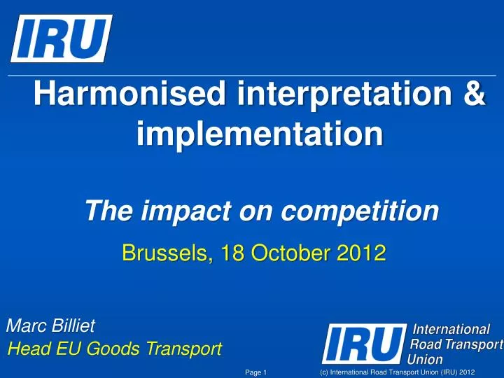 harmonised interpretation implementation the impact on competition