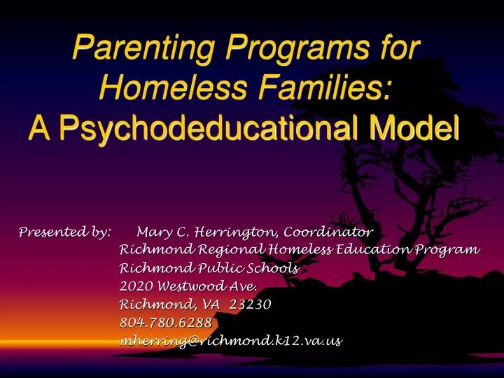 parenting programs for homeless families a psychodeducational model