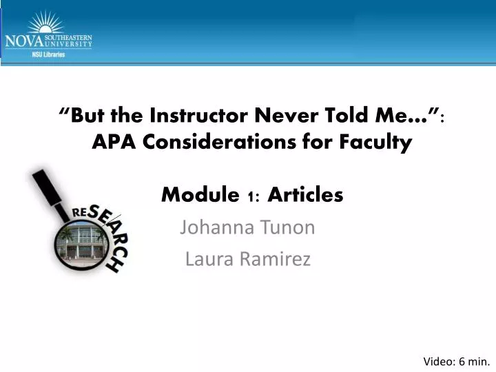 but the instructor never told me apa considerations for faculty module 1 articles