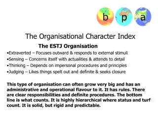 The Organisational Character Index
