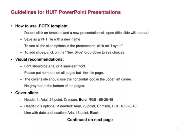 guidelines for huit powerpoint presentations