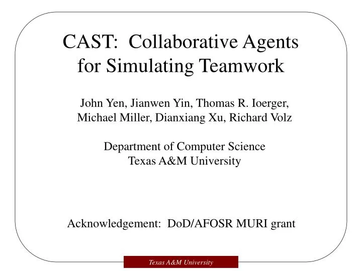 cast collaborative agents for simulating teamwork