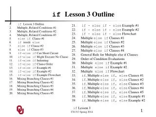 if Lesson 3 Outline