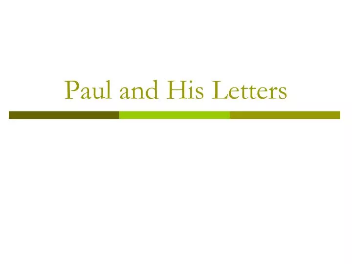paul and his letters