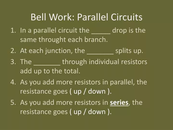 bell work parallel circuits