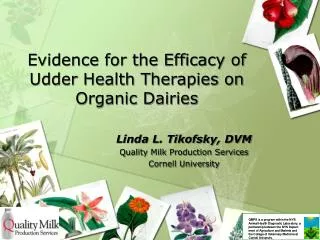 Evidence for the Efficacy of Udder Health Therapies on Organic Dairies