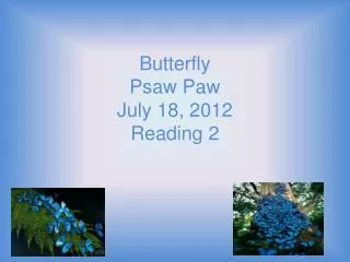 Butterfly Psaw Paw July 18, 2012 Reading 2