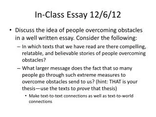 In-Class Essay 12/6/12