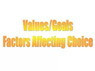 Values/Goals Factors Affecting Choice