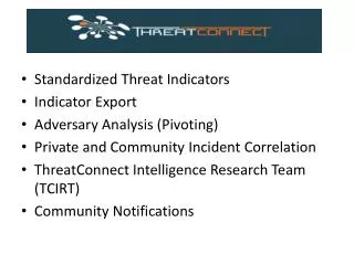Standardized Threat Indicators Indicator Export Adversary Analysis (Pivoting)
