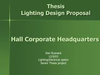 Thesis Lighting Design Proposal