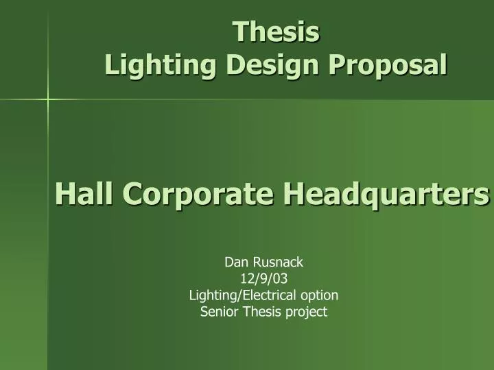 thesis lighting design proposal