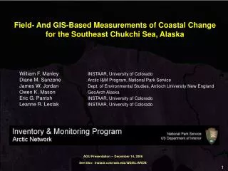 Field- And GIS-Based Measurements of Coastal Change for the Southeast Chukchi Sea, Alaska