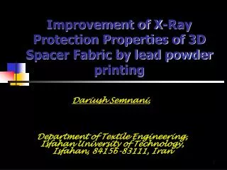Improvement of X-Ray Protection Properties of 3D Spacer Fabric by lead powder printing
