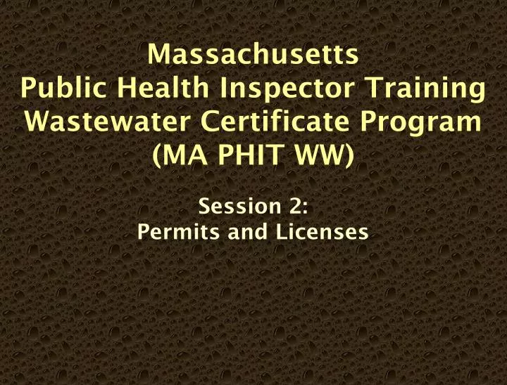 massachusetts public health inspector training wastewater certificate program ma phit ww