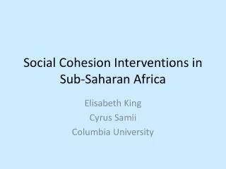 Social Cohesion Interventions in Sub-Saharan Africa
