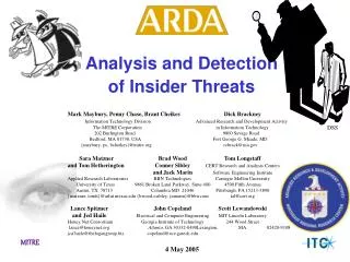 Analysis and Detection of Insider Threats