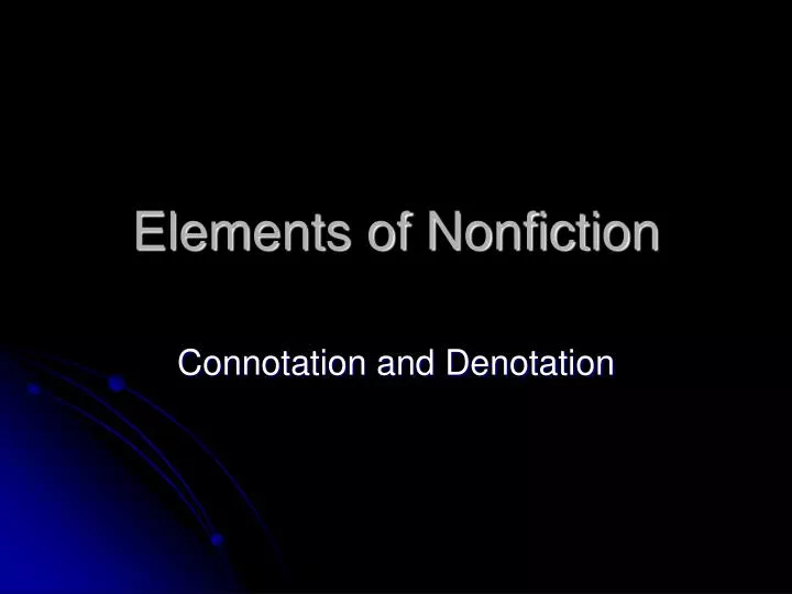 elements of nonfiction