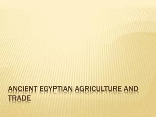 Ancient Egyptian Agriculture and Trade