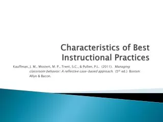 Characteristics of Best Instructional Practices