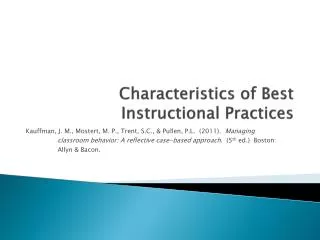 characteristics of best instructional practices