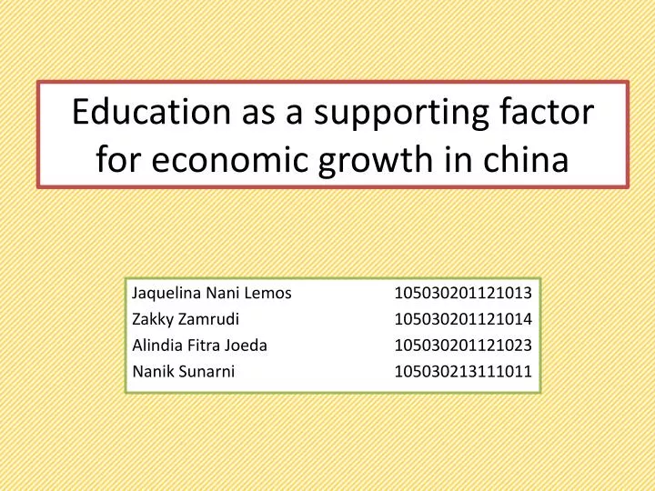 education as a supporting factor for economic growth in china
