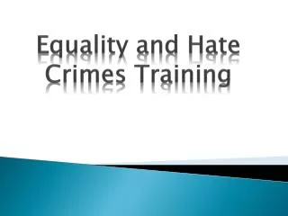 Equality and Hate Crimes Training
