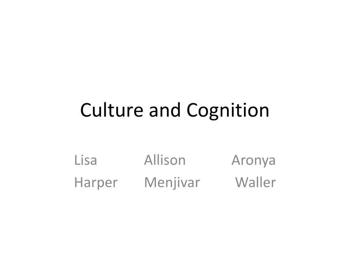 culture and cognition