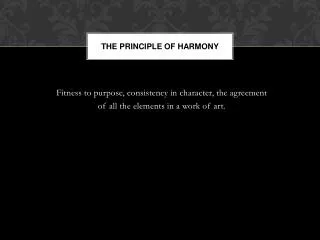 The principle of harmony