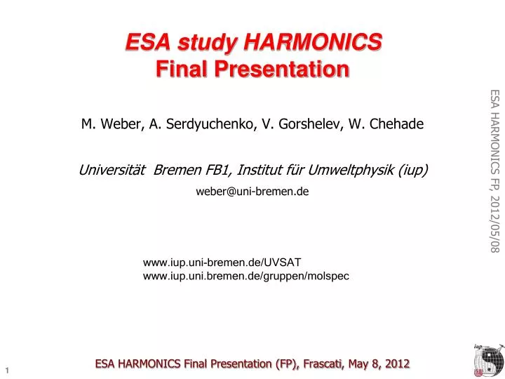 esa harmonics final presentation fp frascati may 8 2012