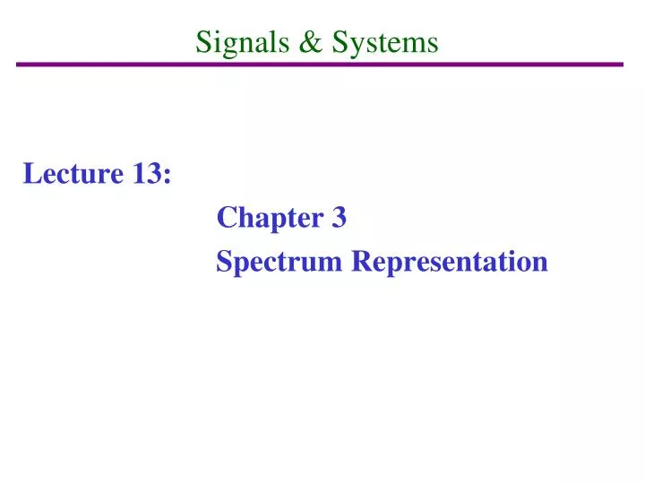 signals systems
