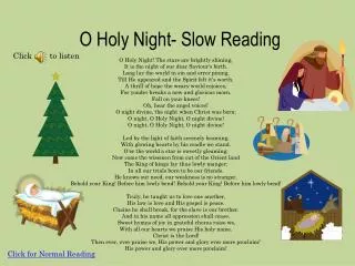 O Holy Night- Slow Reading
