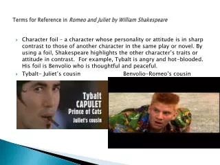Terms for Reference in Romeo and Juliet by William Shakespeare