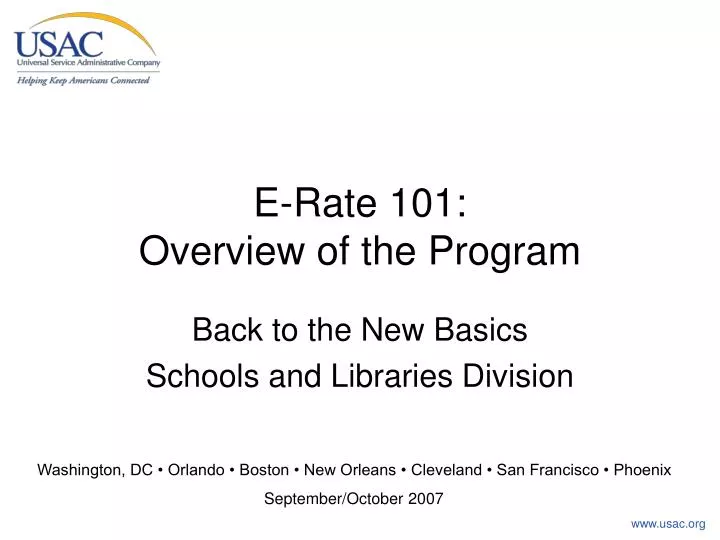 e rate 101 overview of the program