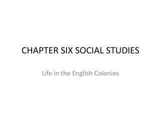 CHAPTER SIX SOCIAL STUDIES