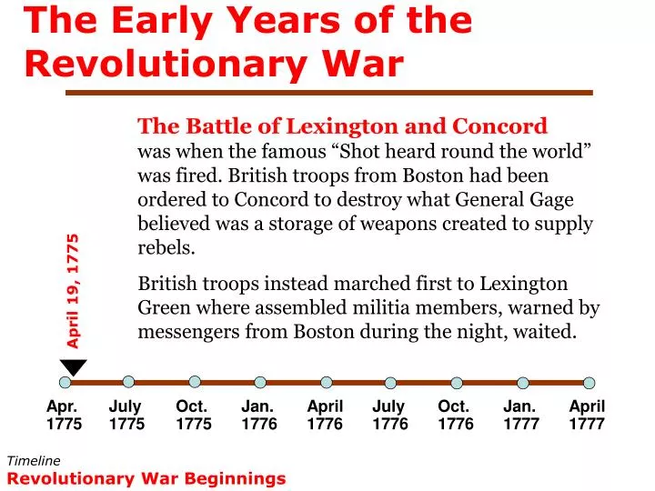 the early years of the revolutionary war