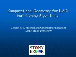 Computational Geometry for DAC: Partitioning Algorithms
