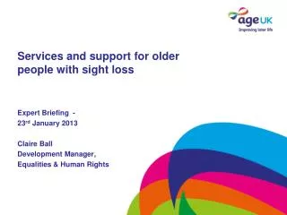 Services and support for older people with sight loss