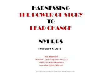 HARNESSING THE POWER OF STORY TO LEAD CHANGE NYHRPS