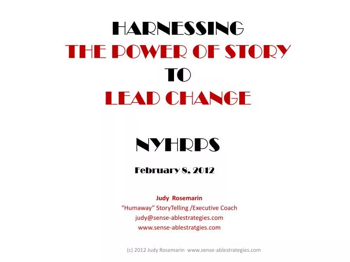 harnessing the power of story to lead change nyhrps