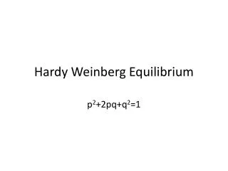 Hardy Weinberg Equilibrium