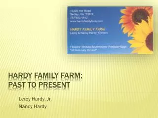 Hardy Family Farm: Past to Present