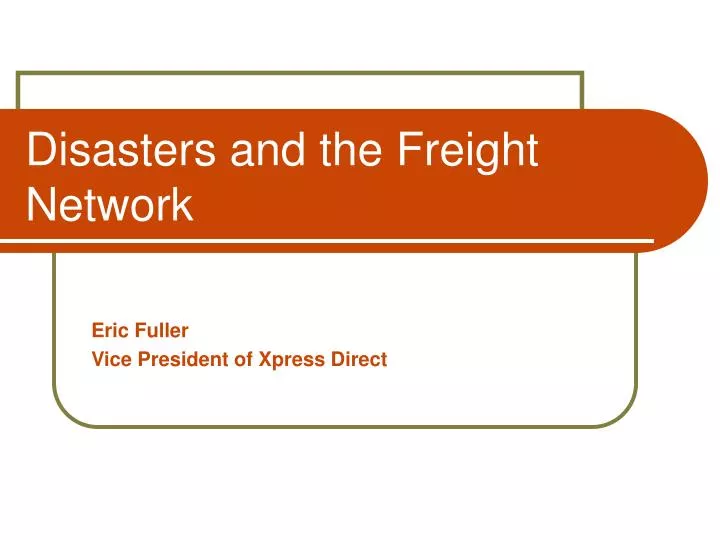 disasters and the freight network