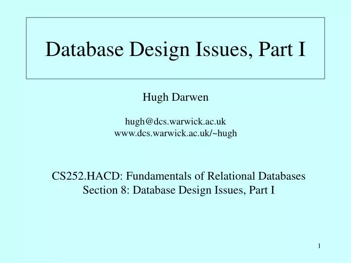 database design issues part i